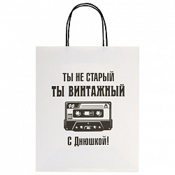 Пакет подарочный (1 штука) 26х13х32 см (L) "Funny Notes", ассорти, крафт, ЗОЛОТАЯ СКАЗКА, 700824