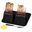 Кисти художественные набор 15 шт. + мастихин в пенале, коричневые, синтетика, BRAUBERG ART DEBUT, 201046