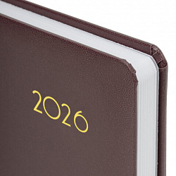 Ежедневник датированный 2026, А5, 138x213 мм, BRAUBERG "Select", балакрон, коричневый, 117087
