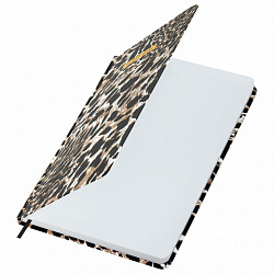 Ежедневник недатированный с резинкой А5 145х203 мм, BRAUBERG, твердый, фольга, 128 л., "Leopard", 116291