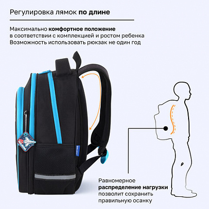 Рюкзак BRAUBERG OPTIMA, 2 отделения, с брелоком, "Открытый космос", 36х27х18 см, 272095