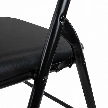 Стул складной BRABIX "Golf CF-007", черный каркас, кожзам черный, 531565