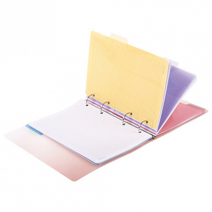 Тетрадь на кольцах А5 175х220мм, 120л, пластик, с разделителями, BRAUBERG, Красный, 404630