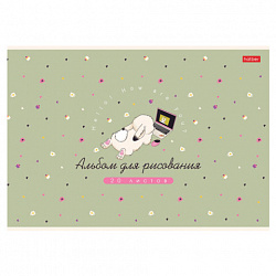 Альбом для рисования А4, 20 л., скоба, Soft-touch ламинация, HATBER, 205х290 мм, "Милашка Банни" (5 вид), 091474, 20А4лВ