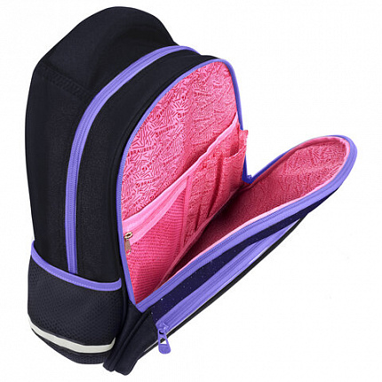 Рюкзак BRAUBERG OPTIMA, 2 отделения, с брелоком, "Сияющий котик", 36х27х18 см, 274417