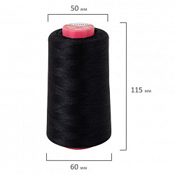 Нитки швейные 40/2 5000 ярд. (4572 м), 1 шт. черные, DEVELIA (Девелиа), 665621