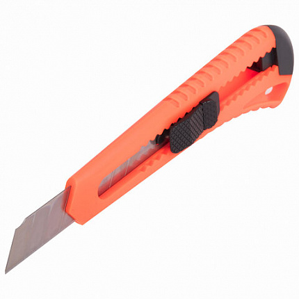 Нож канцелярский 18 мм BRAUBERG "Classic", фиксатор, корпус ассорти, упаковка с европодвесом, 230917