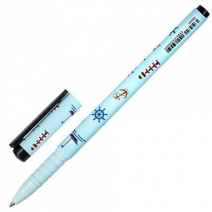 Ручка шариковая BRAUBERG SOFT TOUCH GRIP "NAVY", СИНЯЯ, мягкое покрытие, узел 0,7 мм, 143725