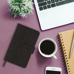 Еженедельник датированный 2026 МАЛЫЙ ФОРМАТ 95х155 мм, А6, BRAUBERG "Augustus", под кожу, черный, 117186