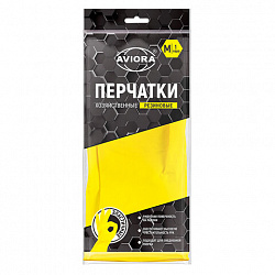 Перчатки МНОГОРАЗОВЫЕ латексные AVIORA, размер 7-8, M (средний), желтые, вес 35 г, 402-567