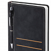 Ежедневник недатированный А5 138х213 мм, BRAUBERG "Slot", под кожу, держатель для ручки, 160 листов, черный, 116605