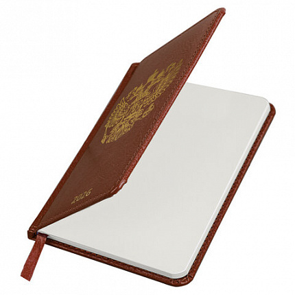 Ежедневник датированный 2026 А5 138х213 мм, BRAUBERG "State", под кожу, коричневый, 117417