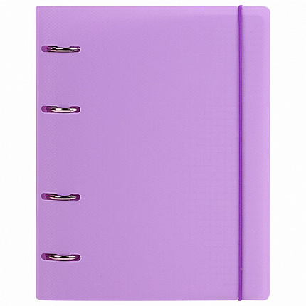 Тетрадь на кольцах А5 175х220мм, 120л, пластик, с резинкой, BRAUBERG, Сиреневый, 404620