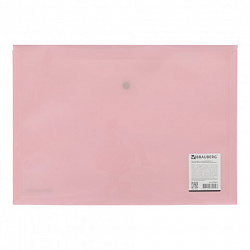 Папка-конверт с кнопкой BRAUBERG "Pastel", А4, до 100 листов, непрозрачная, персиковая, 0,18 мм, 270476