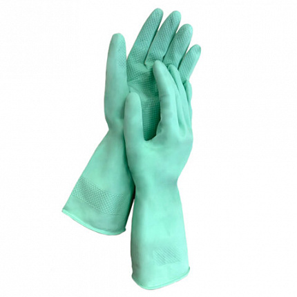 Перчатки МНОГОРАЗОВЫЕ латексные LAIMA, С АРОМАТОМ АЛОЭ, зеленые, хлопчатобумажное напыление, размер M (средний), вес 50 г, 700545