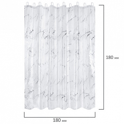 Шторка для ванной ПОЛИЭСТЕР, 180х180 см, кольца в комплекте, БЕЛЫЙ МРАМОР, PRIMILA (ПРИМИЛА), 700079