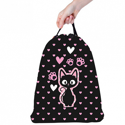 Мешок для обуви BRAUBERG KIDS, с петлей, 42х34 см, "Amazed cat", 271629