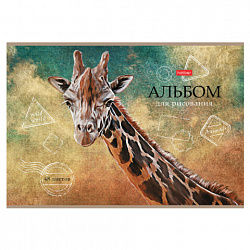 Альбом для рисования А4 48 л., скоба, матовая ламинация, тиснение, HATBER, 205х290 мм, "Дикий мир", 079735, 48А4лтВ