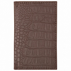 Телефонная книжка МАЛЫЙ ФОРМАТ (80х130 мм) А7, BRAUBERG "Cayman", под крокодиловую кожу, 56 л., вырубной алфавит, коричневая, 125135