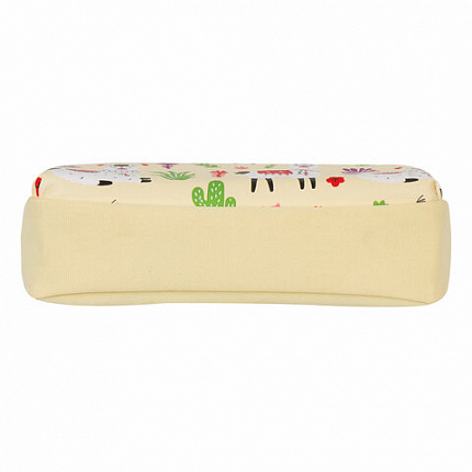 Пенал-косметичка ЮНЛАНДИЯ, 2 отделения, мягкий, "Ламы", бежевый, 20х6х9 см, 228981