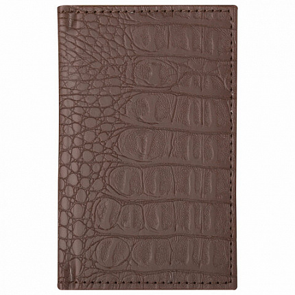 Телефонная книжка МАЛЫЙ ФОРМАТ (80х130 мм) А7, BRAUBERG "Cayman", под крокодиловую кожу, 56 л., вырубной алфавит, коричневая, 125135