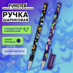 Ручка шариковая с принтом FUNSTER (ФАНСТЕР) STICK "MONSTERS", СИНЯЯ, SOFT TOUCH покрытие, узел 0,7 мм, линия 0,35 мм, 144390