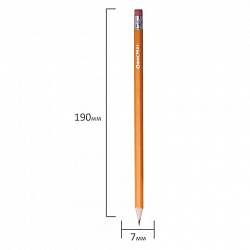 Карандаши чернографитные простые с ластиком HB, ВЫГОДНАЯ УПАКОВКА КОМПЛЕКТ 12 штук, ОФИСМАГ, 180638
