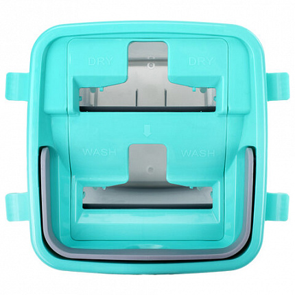 Швабра с отжимом и ведром 9л/7л двухкамерное, 3 насадки из микрофибры, рукоятка 130см, бирюзовый, Compact Mop, LAIMA, 607389