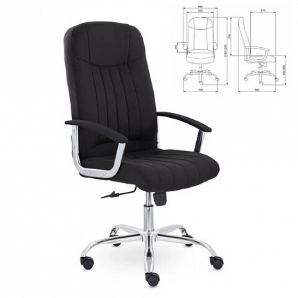 Кресло офисное "Бостон", CH-277, хром, ткань, черный (М-16)