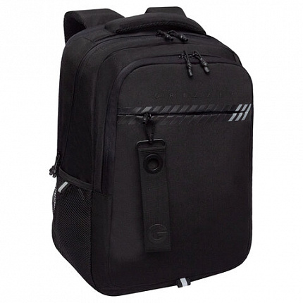 Рюкзак GRIZZLY школьный, анатомическая спинка, 2 отделения, для мальчиков, "BLACK STRIPES", 42х31х22 см, RU-532-1/2