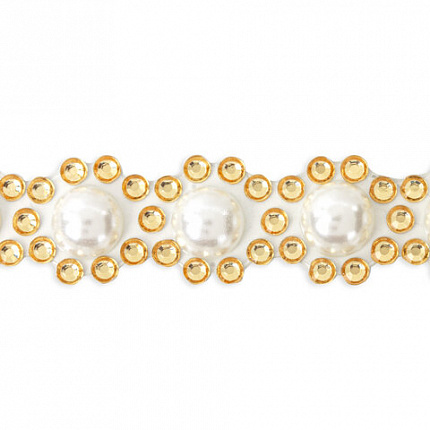 Стразы самоклеящиеся на ленте "ЖЕМЧУЖНЫЕ", 15 мм, 4 ленты, на подложке, ОСТРОВ СОКРОВИЩ, 662244