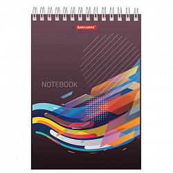 Блокнот А5, 146х205 мм, 60 л., гребень, картон, жесткая подложка, клетка, BRAUBERG, "На волне успеха", 129813