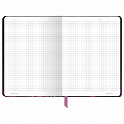 Блокнот с резинкой в клетку 96 л., А5 145х203 мм, твердая обложка с фольгой, BRAUBERG, "Цветы", 116327