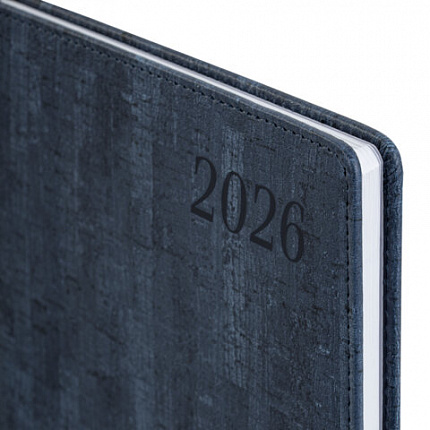 Еженедельник датированный 2026 БОЛЬШОЙ ФОРМАТ 210х297 мм, А4 BRAUBERG "Wood", под кожу, синий, 117158