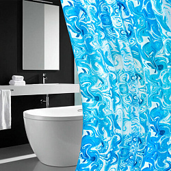 Шторка для ванной ПОЛИЭСТЕР, 180х200 см, кольца в комплекте, ГОЛУБЫЕ ВОЛНЫ, PRIMILA (ПРИМИЛА), 700083