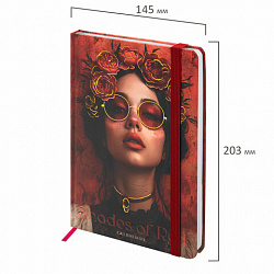 Ежедневник недатированный с резинкой А5 145х203 мм, BRAUBERG, твердый, фольга, 128 л., "Red vibe", 116298