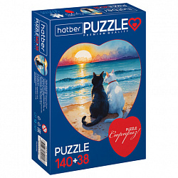 Пазл картонный 2 в 1 "ДВА СЕРДЦА" Premium, 140 + 38 элементов, ассорти, размер поля 270х280 мм, 100х110 мм, HATBER