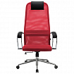 Кресло офисное МЕТТА "SU-B-8" хром, ткань-сетка, сиденье мягкое, красное