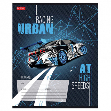 Тетрадь 12 л., HATBER клетка, обложка картон, "В мире авто" (микс в спайке), 080067, 12Т5В1