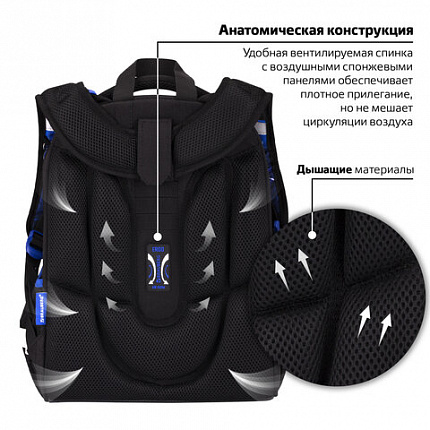 Ранец BRAUBERG PREMIUM, 2 отделения, с брелоком, "Score goal", 3D-панель, 38х29х16 см, 273102