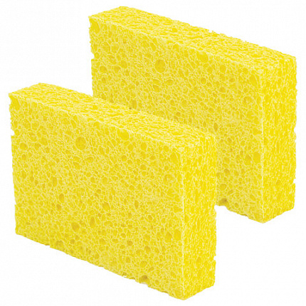 Губки для посуды 95х65х20 мм, ЦЕЛЛЮЛОЗНЫЕ, КОМПЛЕКТ 2 штуки, желтые, LAIMA, 700255