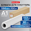 Бумага широкоформатная рулон для плоттера 594 мм х 100 м х втулка 50,8 мм, 80 г/м2, CIE 146%, BRAUBERG, 115352