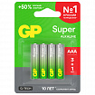 Батарейки КОМПЛЕКТ 4 шт., GP Super G-Tech, AAA (LR03,24А), алкалиновые, мизинчиковые, ПРОМО 3+1, 24A3/1-2CR4