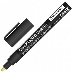 Маркер меловой CHALK LIQUID MARKER, ЧЕРНЫЙ, 3 мм, стираемый, BRAUBERG "CHALK", 152600