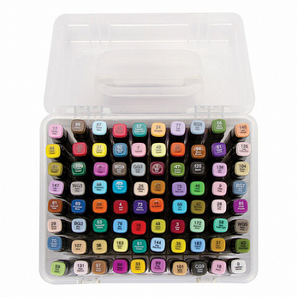 Маркеры для скетчинга двусторонние BRAUBERG ART DEBUT "BLACK", НАБОР 80 шт., пластиковый кейс, 152132