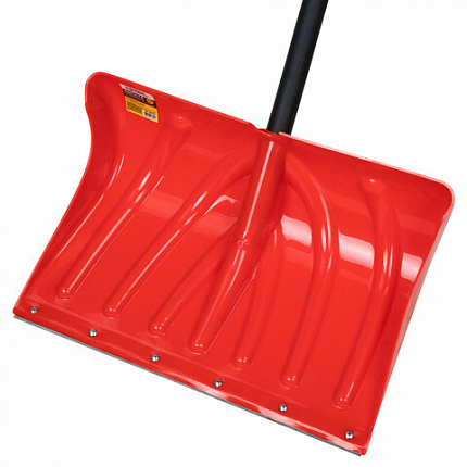 Лопата снеговая 50х34см "ПРОРАБ" ребра жесткости, планка на клепках СУПЕРПРОЧНАЯ, первичное сырье, черенок с V-ручкой, КРАСНАЯ, ГРАНДМАСТЕР, 700331