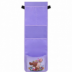 Кармашки-органайзер в шкафчик для детского сада ЮНЛАНДИЯ, с ПРОЗРАЧНЫМ КАРМАНОМ, увеличенный размер, 26х80 см, "Deer", 271070