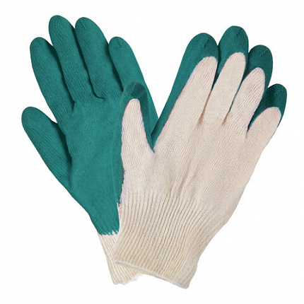 Перчатки хлопчатобумажные, износостойкие ОДИНАРНЫЙ латексный облив, 13 класс, КОМПЛЕКТ 5 ПАР, LAIMA ЛЮКС, 600802