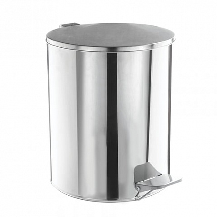 Ведро мусорное с педалью 15 литров, УСИЛЕННОЕ, хром, нержавеющая сталь, ТИТАН