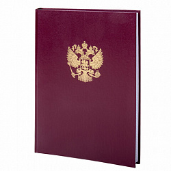 Книга учета 96 л., клетка, твердая, бумвинил, офсет, герб, А4 (200х290 мм), BRAUBERG, бордовая, 130276